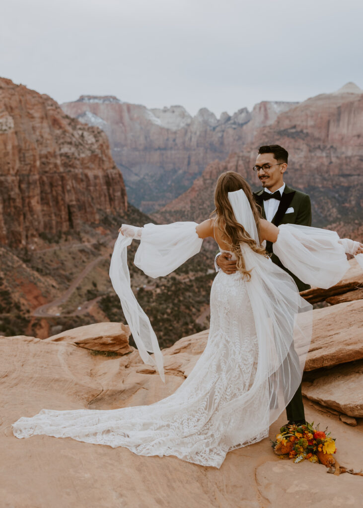 Christine and Ricky | Zion National Park Canyon Overlook Bridal Photos | Southern Utah Wedding and Elopement Photographer, Emily Dawn Photo