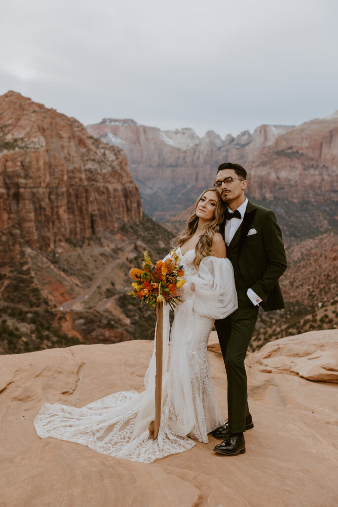 Christine and Ricky | Zion National Park Canyon Overlook Bridal Photos | Southern Utah Wedding and Elopement Photographer, Emily Dawn Photo