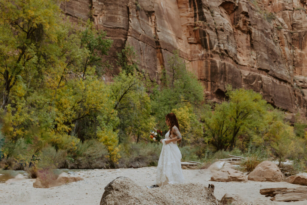 Kaitlyn and Sam | Zion National Park, Temple of Sinawava Wedding | Southern Utah Wedding and Elopement Photographer, Emily Dawn Photo