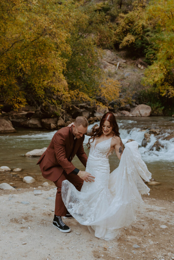 Kaitlyn and Sam | Zion National Park, Temple of Sinawava Wedding | Southern Utah Wedding and Elopement Photographer, Emily Dawn Photo