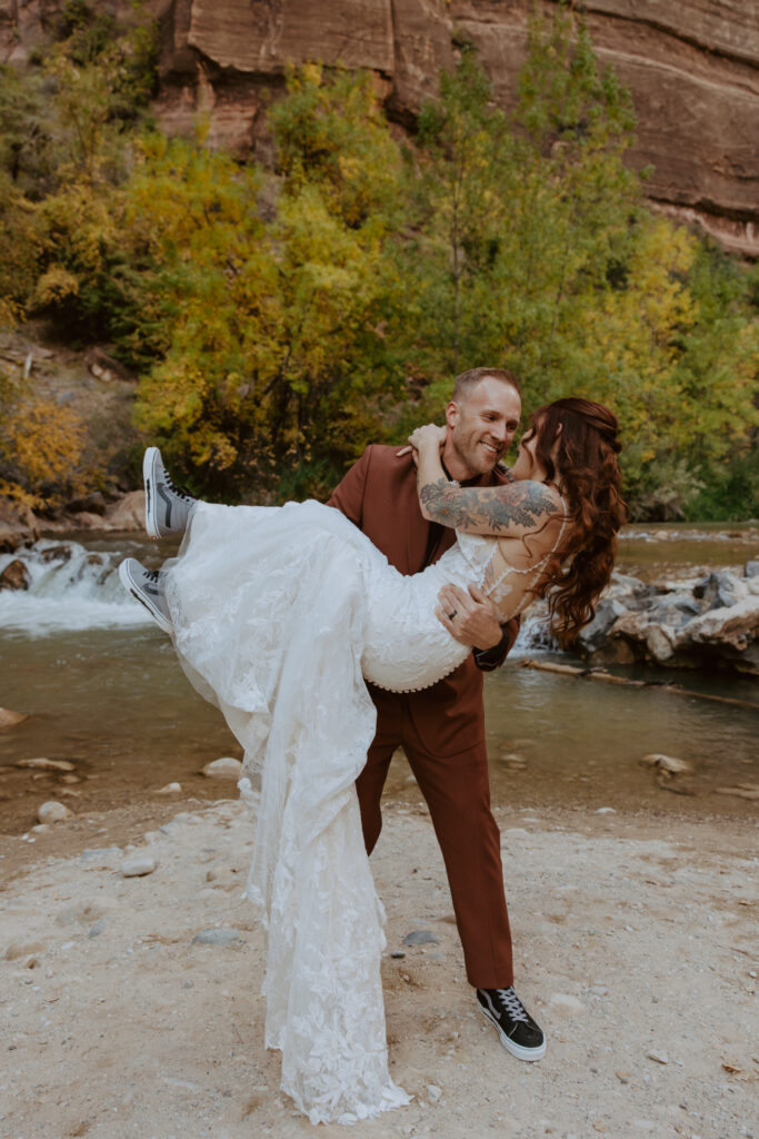 Kaitlyn and Sam | Zion National Park, Temple of Sinawava Wedding | Southern Utah Wedding and Elopement Photographer, Emily Dawn Photo