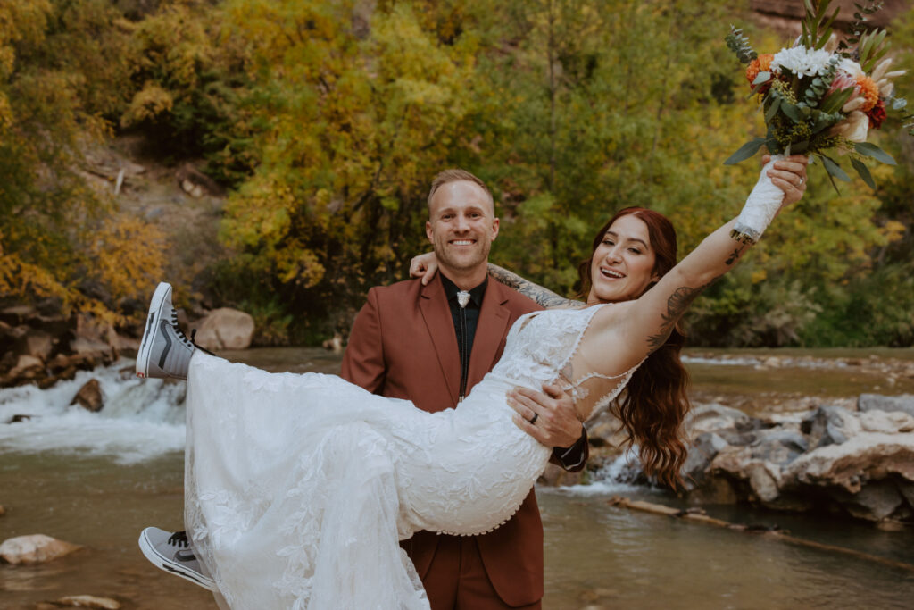 Kaitlyn and Sam | Zion National Park, Temple of Sinawava Wedding | Southern Utah Wedding and Elopement Photographer, Emily Dawn Photo