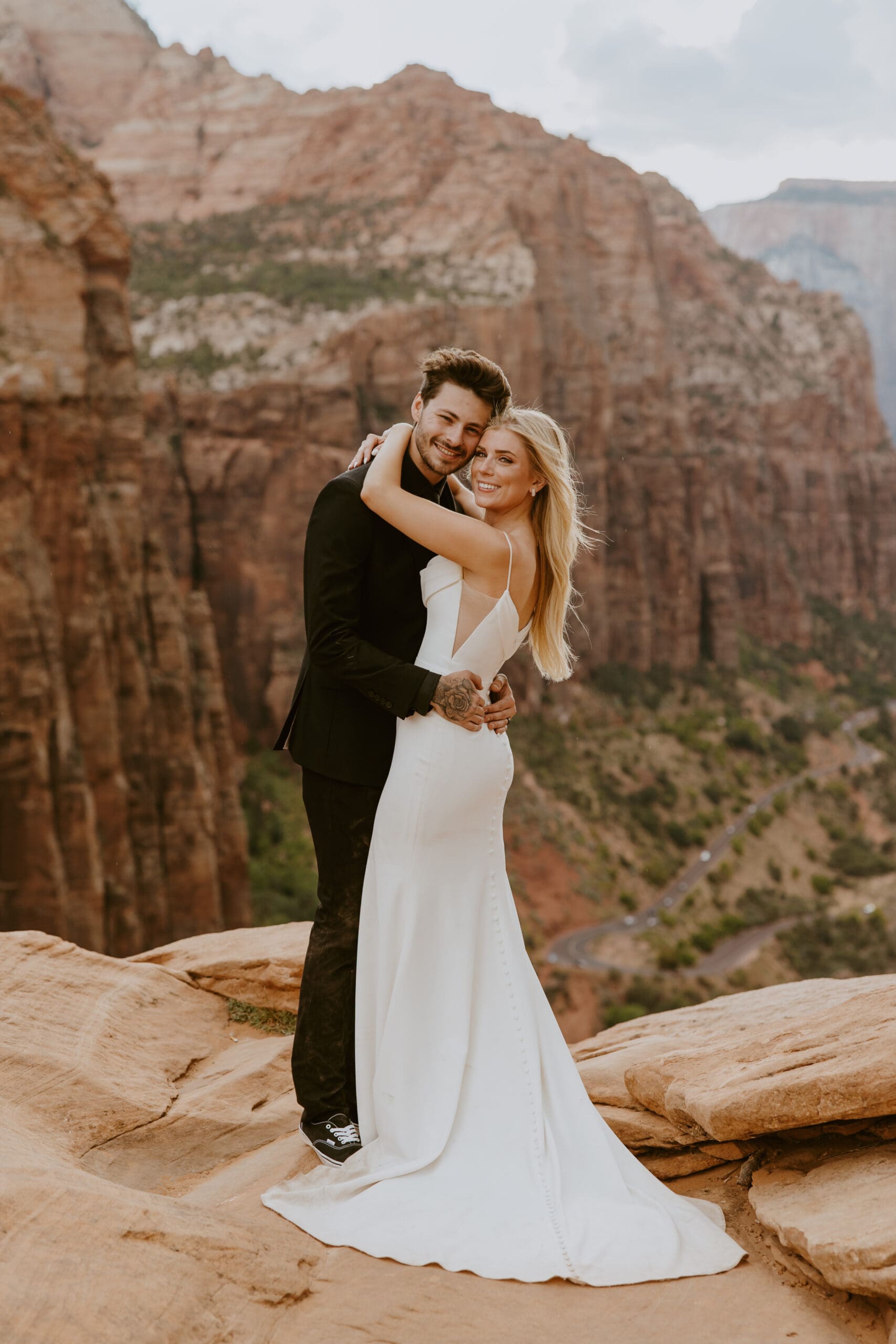Aly and Austin | Zion National park Canyon Overlook | Springdale, Utah | Emily Dawn Photo | Southern Utah Wedding and Elopement Photographer