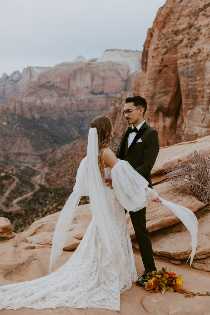 Christine and Ricky | Zion National Park Canyon Overlook Bridal Photos | Southern Utah Wedding and Elopement Photographer, Emily Dawn Photo