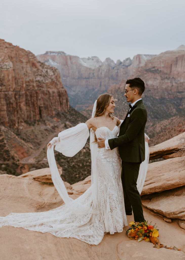 Christine and Ricky | Zion National Park Canyon Overlook Bridal Photos | Southern Utah Wedding and Elopement Photographer, Emily Dawn Photo