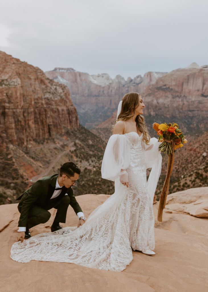 Christine and Ricky | Zion National Park Canyon Overlook Bridal Photos | Southern Utah Wedding and Elopement Photographer, Emily Dawn Photo