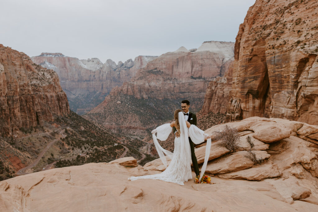 Christine and Ricky | Zion National Park Canyon Overlook Bridal Photos | Southern Utah Wedding and Elopement Photographer, Emily Dawn Photo