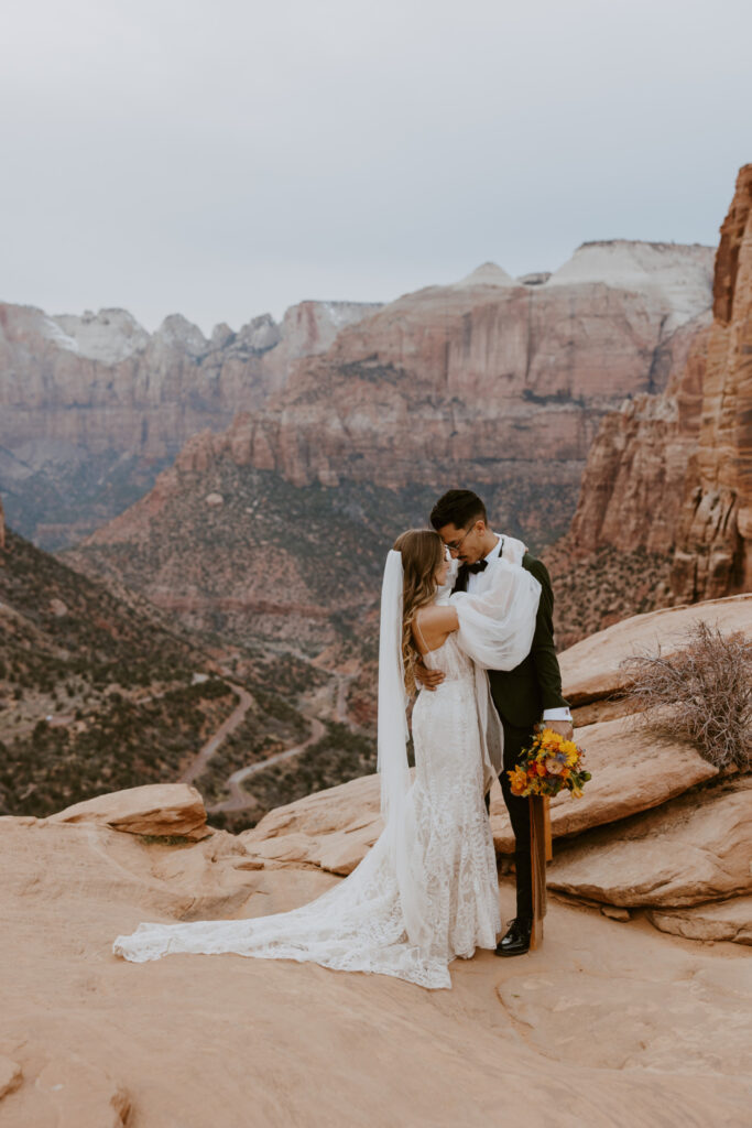 Christine and Ricky | Zion National Park Canyon Overlook Bridal Photos | Southern Utah Wedding and Elopement Photographer, Emily Dawn Photo