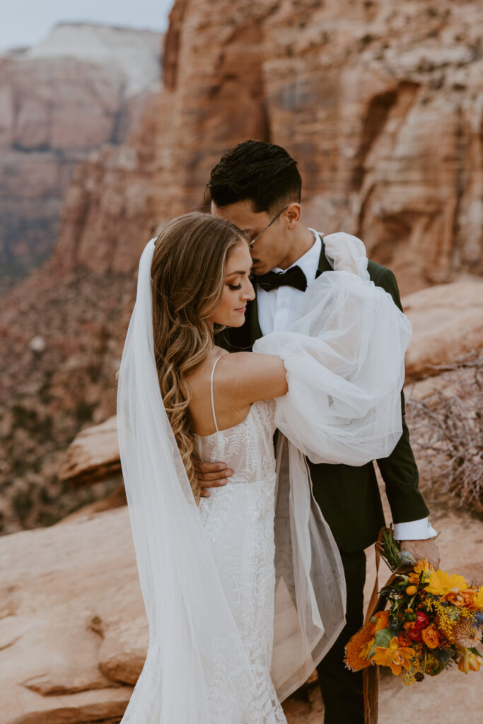 Christine and Ricky | Zion National Park Canyon Overlook Bridal Photos | Southern Utah Wedding and Elopement Photographer, Emily Dawn Photo