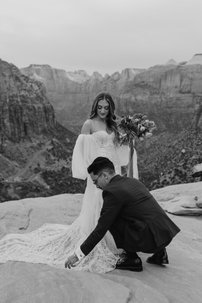 Christine and Ricky | Zion National Park Canyon Overlook Bridal Photos | Southern Utah Wedding and Elopement Photographer, Emily Dawn Photo