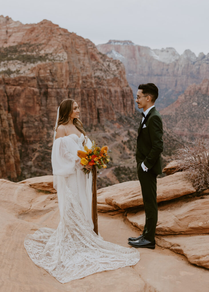 Christine and Ricky | Zion National Park Canyon Overlook Bridal Photos | Southern Utah Wedding and Elopement Photographer, Emily Dawn Photo