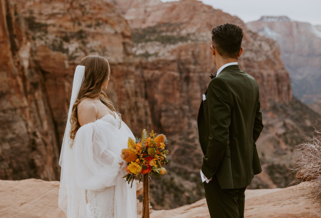 Christine and Ricky | Zion National Park Canyon Overlook Bridal Photos | Southern Utah Wedding and Elopement Photographer, Emily Dawn Photo