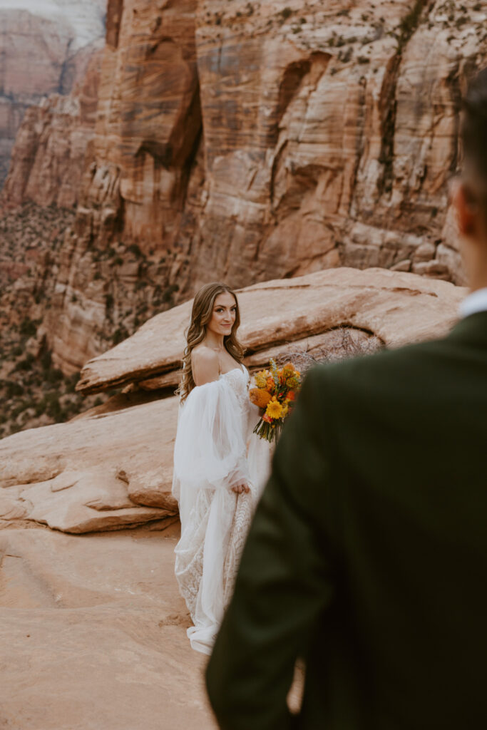 Christine and Ricky | Zion National Park Canyon Overlook Bridal Photos | Southern Utah Wedding and Elopement Photographer, Emily Dawn Photo