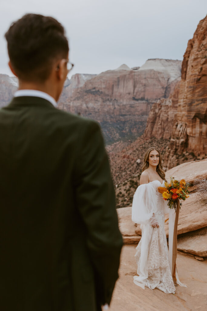 Christine and Ricky | Zion National Park Canyon Overlook Bridal Photos | Southern Utah Wedding and Elopement Photographer, Emily Dawn Photo