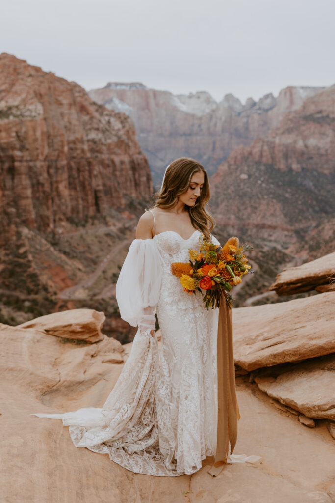 Christine and Ricky | Zion National Park Canyon Overlook Bridal Photos | Southern Utah Wedding and Elopement Photographer, Emily Dawn Photo