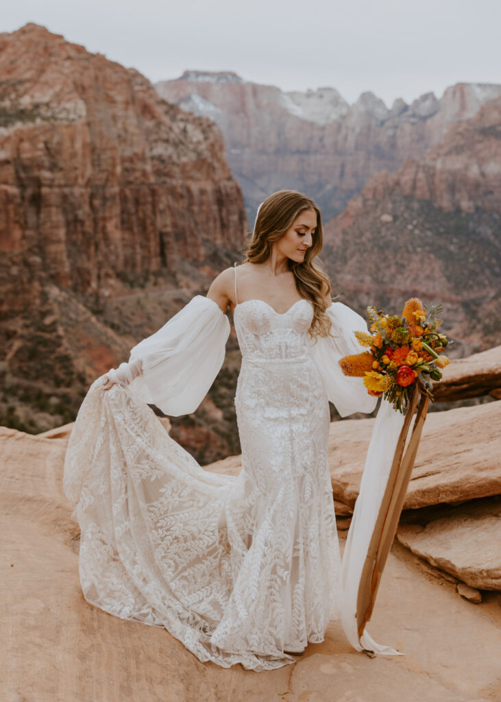 Christine and Ricky | Zion National Park Canyon Overlook Bridal Photos | Southern Utah Wedding and Elopement Photographer, Emily Dawn Photo