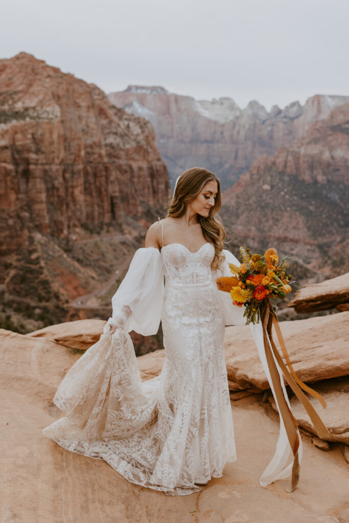 Christine and Ricky | Zion National Park Canyon Overlook Bridal Photos | Southern Utah Wedding and Elopement Photographer, Emily Dawn Photo