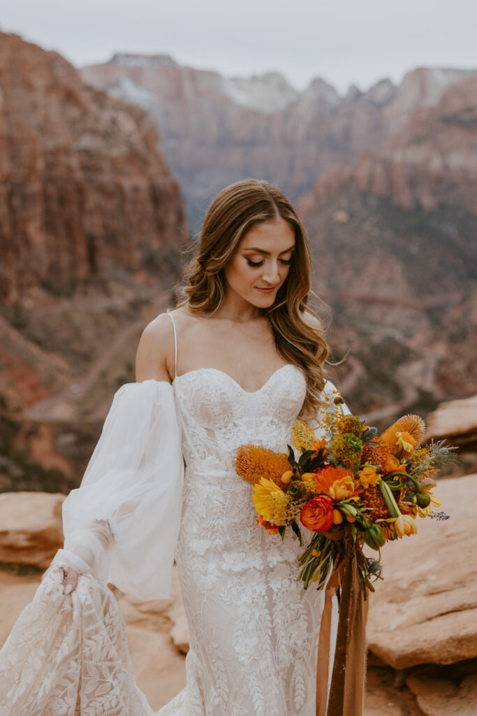 Christine and Ricky | Zion National Park Canyon Overlook Bridal Photos | Southern Utah Wedding and Elopement Photographer, Emily Dawn Photo