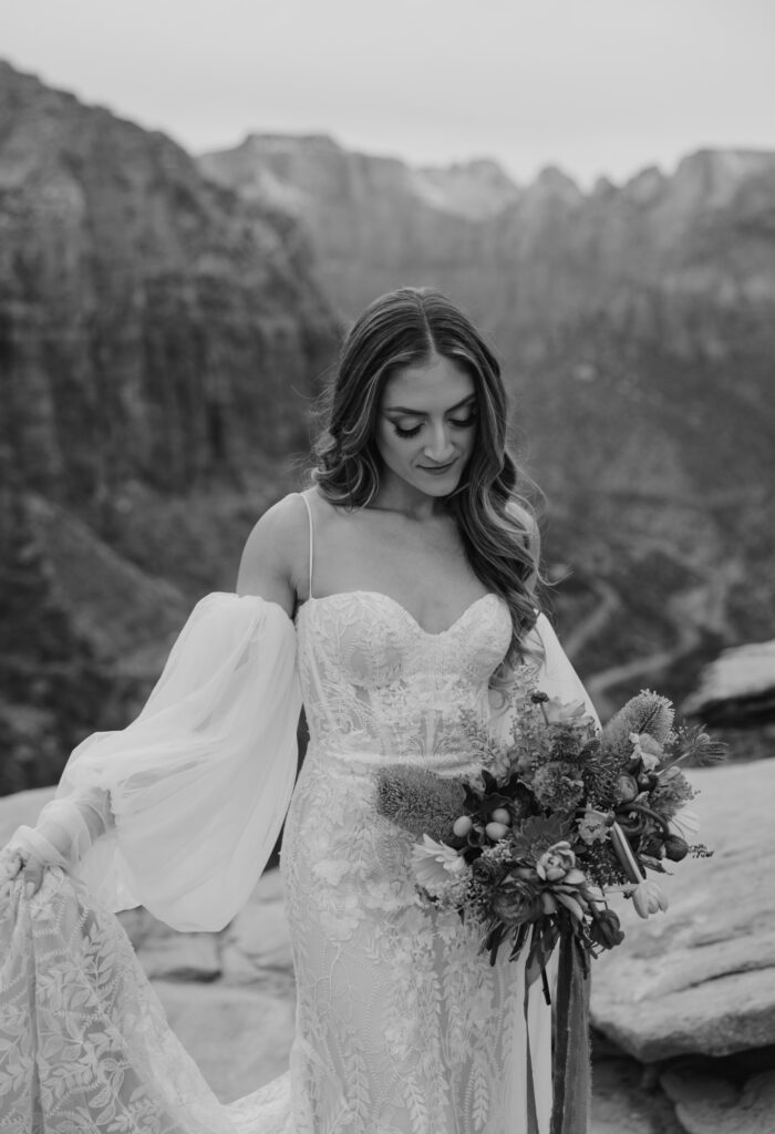 Christine and Ricky | Zion National Park Canyon Overlook Bridal Photos | Southern Utah Wedding and Elopement Photographer, Emily Dawn Photo