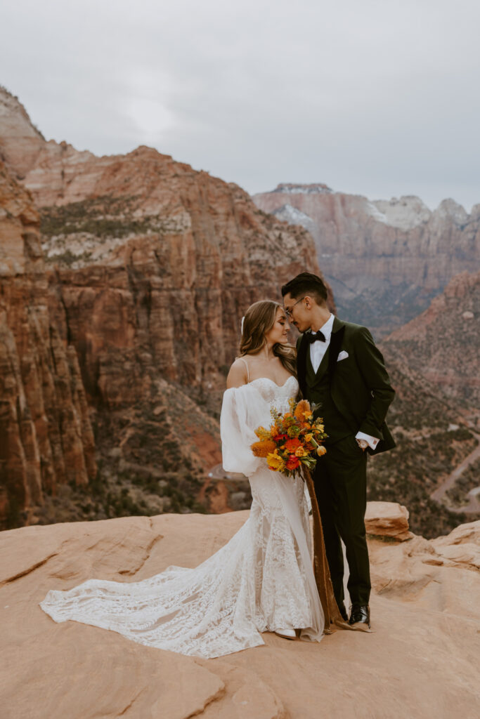 Christine and Ricky | Zion National Park Canyon Overlook Bridal Photos | Southern Utah Wedding and Elopement Photographer, Emily Dawn Photo