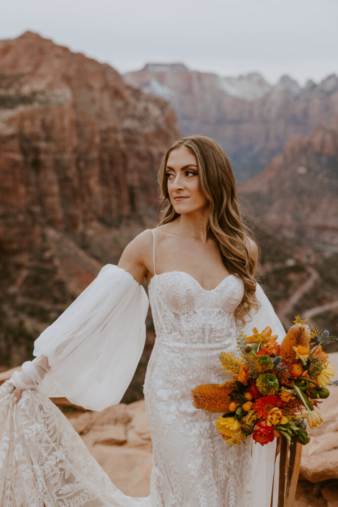 Christine and Ricky | Zion National Park Canyon Overlook Bridal Photos | Southern Utah Wedding and Elopement Photographer, Emily Dawn Photo