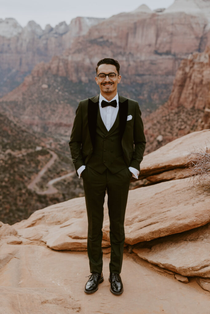 Christine and Ricky | Zion National Park Canyon Overlook Bridal Photos | Southern Utah Wedding and Elopement Photographer, Emily Dawn Photo