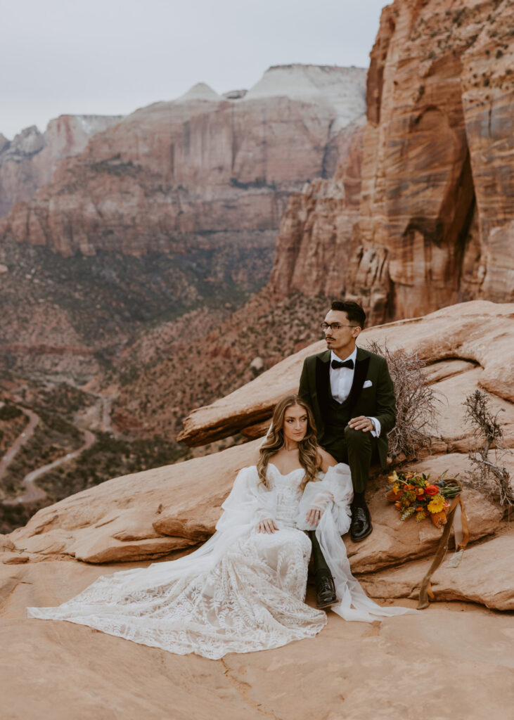 Christine and Ricky | Zion National Park Canyon Overlook Bridal Photos | Southern Utah Wedding and Elopement Photographer, Emily Dawn Photo