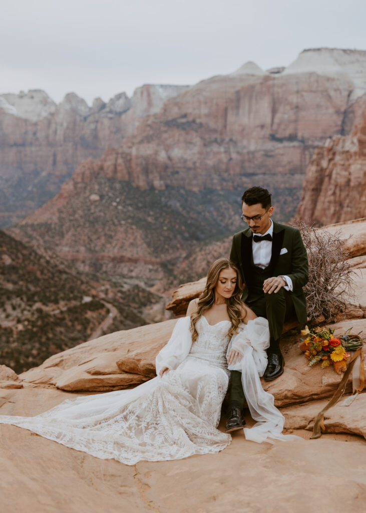 Christine and Ricky | Zion National Park Canyon Overlook Bridal Photos | Southern Utah Wedding and Elopement Photographer, Emily Dawn Photo