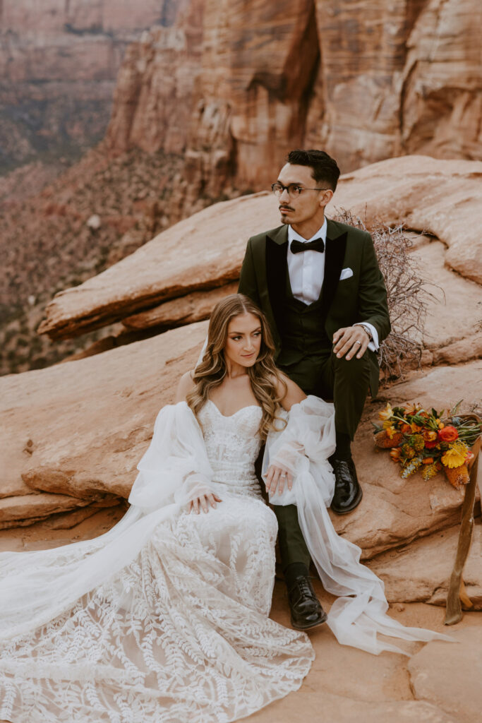 Christine and Ricky | Zion National Park Canyon Overlook Bridal Photos | Southern Utah Wedding and Elopement Photographer, Emily Dawn Photo