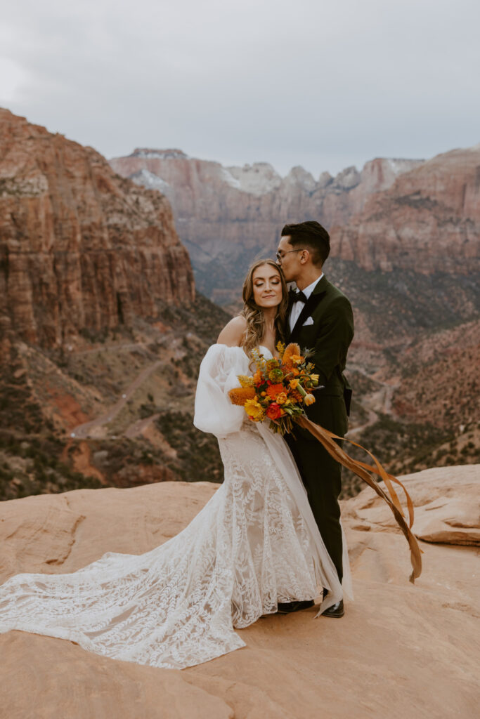 Christine and Ricky | Zion National Park Canyon Overlook Bridal Photos | Southern Utah Wedding and Elopement Photographer, Emily Dawn Photo