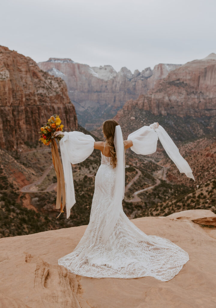 Christine and Ricky | Zion National Park Canyon Overlook Bridal Photos | Southern Utah Wedding and Elopement Photographer, Emily Dawn Photo