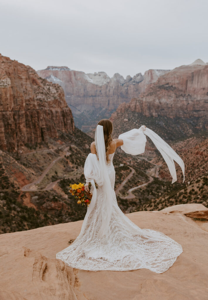 Christine and Ricky | Zion National Park Canyon Overlook Bridal Photos | Southern Utah Wedding and Elopement Photographer, Emily Dawn Photo