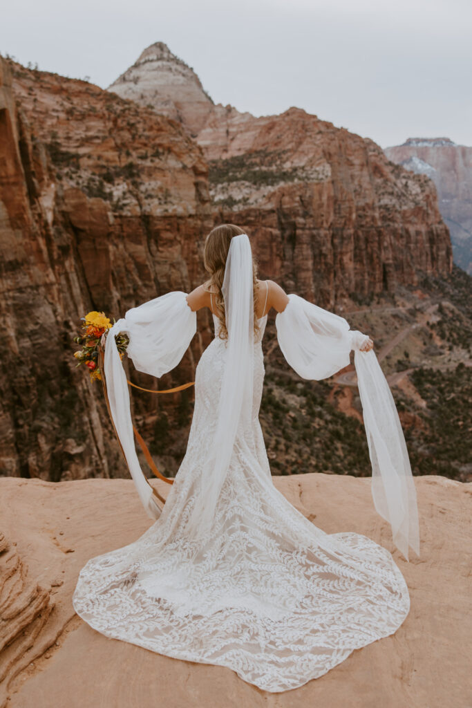 Christine and Ricky | Zion National Park Canyon Overlook Bridal Photos | Southern Utah Wedding and Elopement Photographer, Emily Dawn Photo