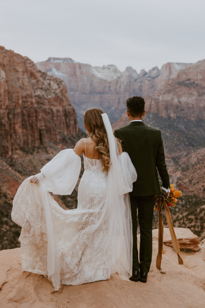 Christine and Ricky | Zion National Park Canyon Overlook Bridal Photos | Southern Utah Wedding and Elopement Photographer, Emily Dawn Photo