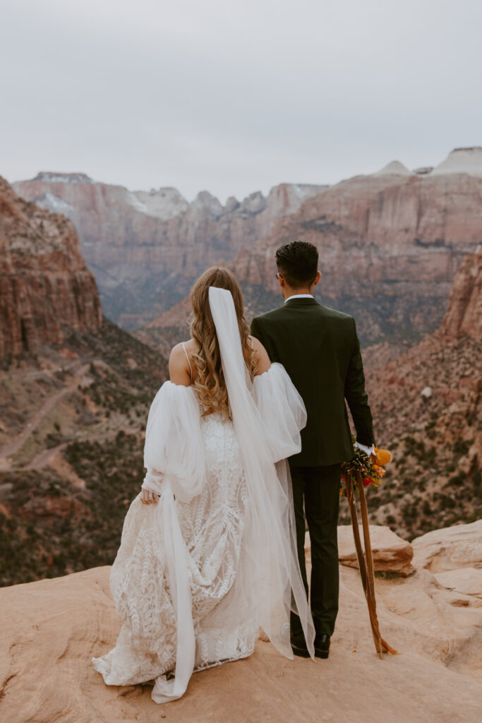 Christine and Ricky | Zion National Park Canyon Overlook Bridal Photos | Southern Utah Wedding and Elopement Photographer, Emily Dawn Photo