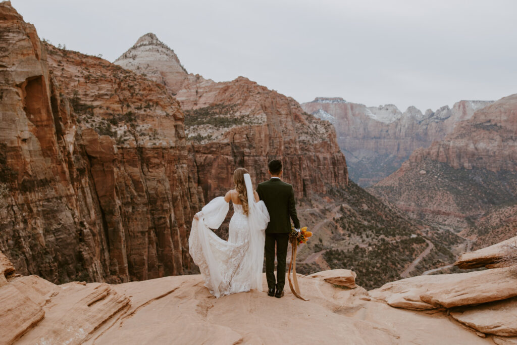 Christine and Ricky | Zion National Park Canyon Overlook Bridal Photos | Southern Utah Wedding and Elopement Photographer, Emily Dawn Photo