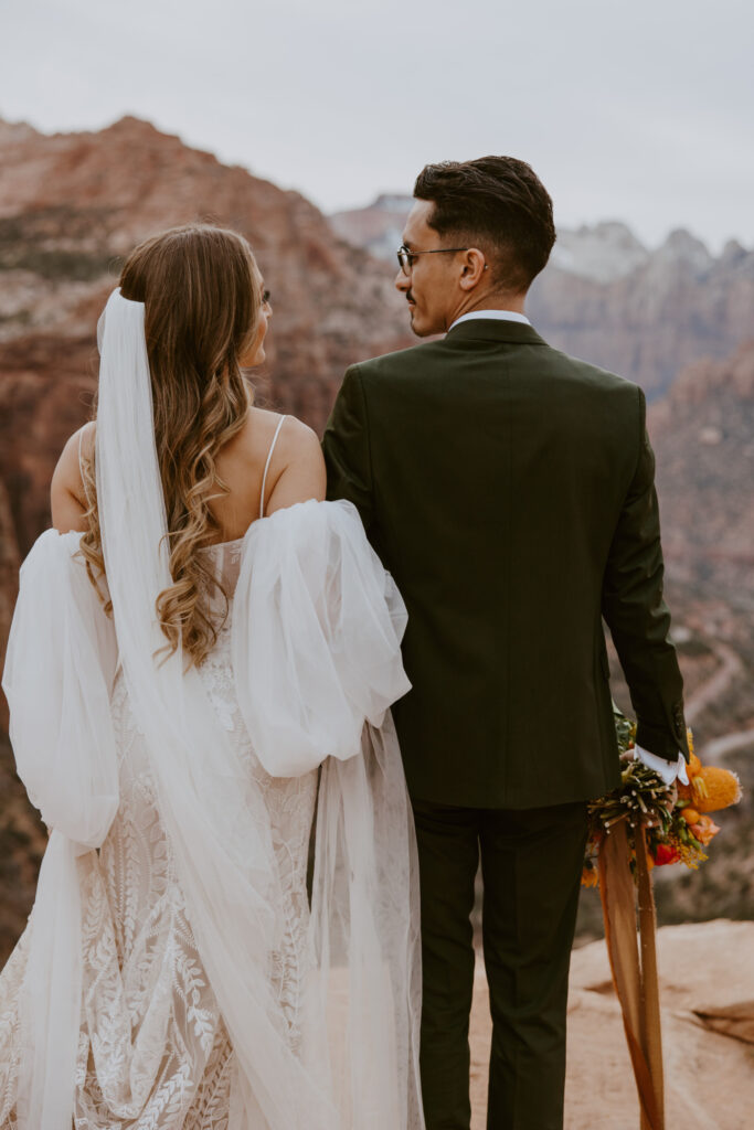 Christine and Ricky | Zion National Park Canyon Overlook Bridal Photos | Southern Utah Wedding and Elopement Photographer, Emily Dawn Photo