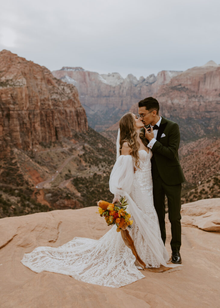 Christine and Ricky | Zion National Park Canyon Overlook Bridal Photos | Southern Utah Wedding and Elopement Photographer, Emily Dawn Photo