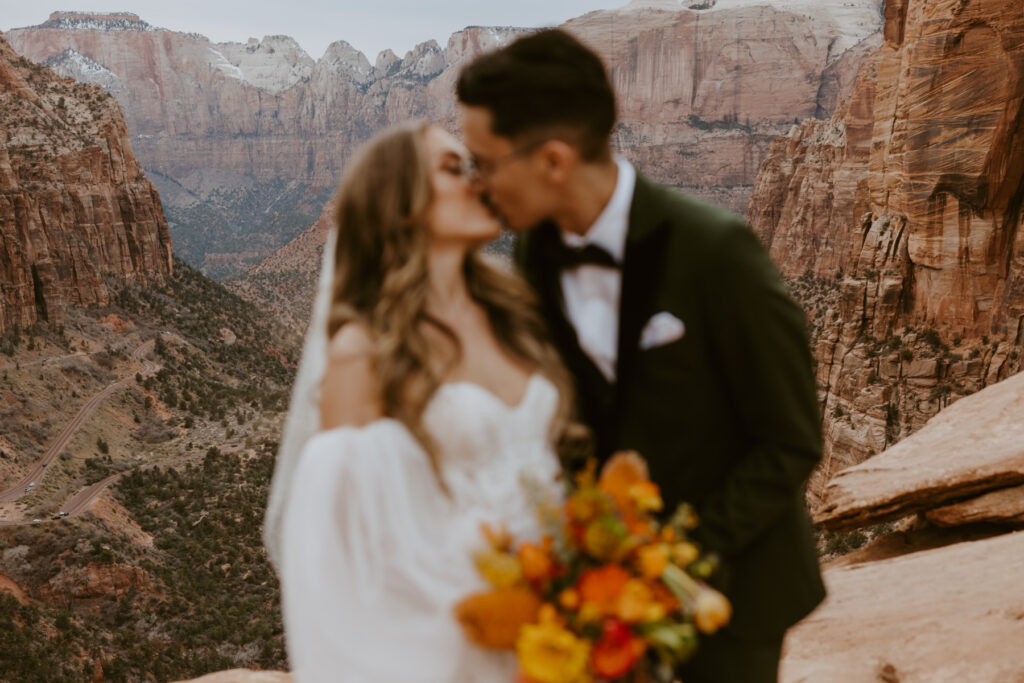 Christine and Ricky | Zion National Park Canyon Overlook Bridal Photos | Southern Utah Wedding and Elopement Photographer, Emily Dawn Photo