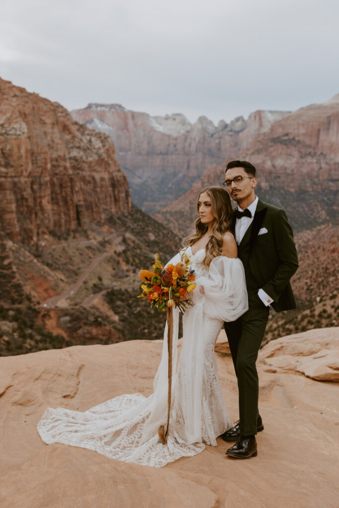 Christine and Ricky | Zion National Park Canyon Overlook Bridal Photos | Southern Utah Wedding and Elopement Photographer, Emily Dawn Photo