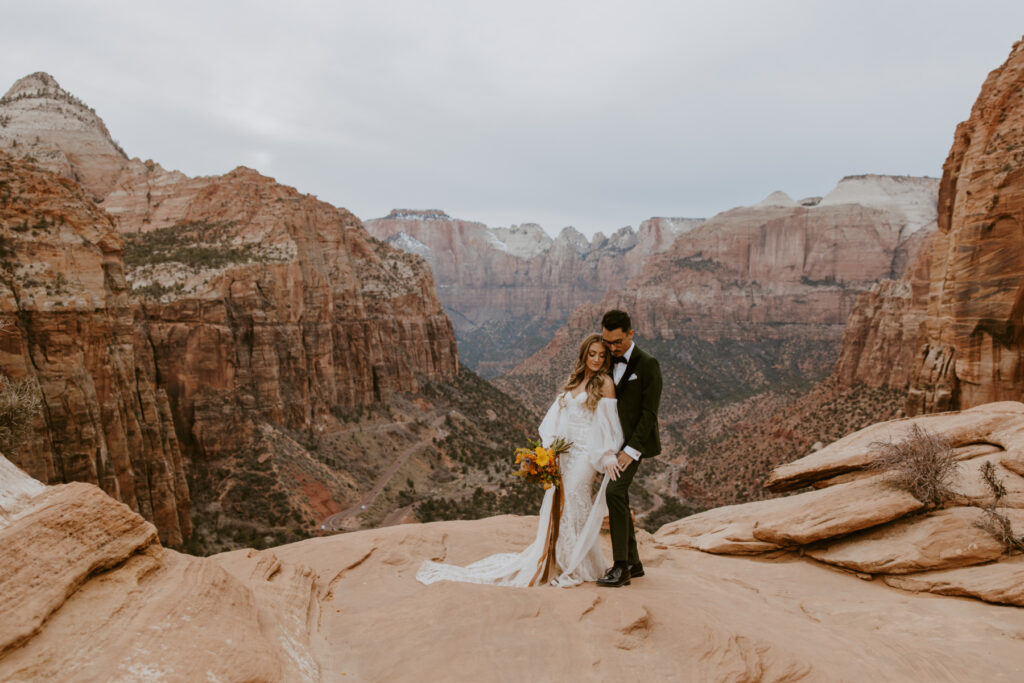 Christine and Ricky | Zion National Park Canyon Overlook Bridal Photos | Southern Utah Wedding and Elopement Photographer, Emily Dawn Photo