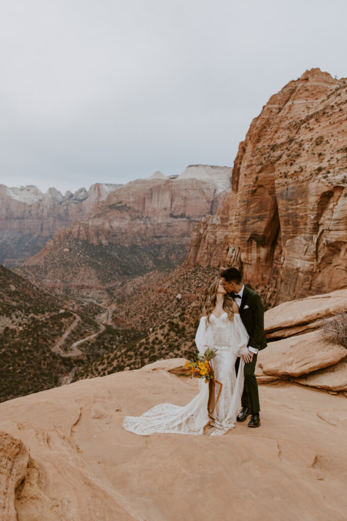 Christine and Ricky | Zion National Park Canyon Overlook Bridal Photos | Southern Utah Wedding and Elopement Photographer, Emily Dawn Photo