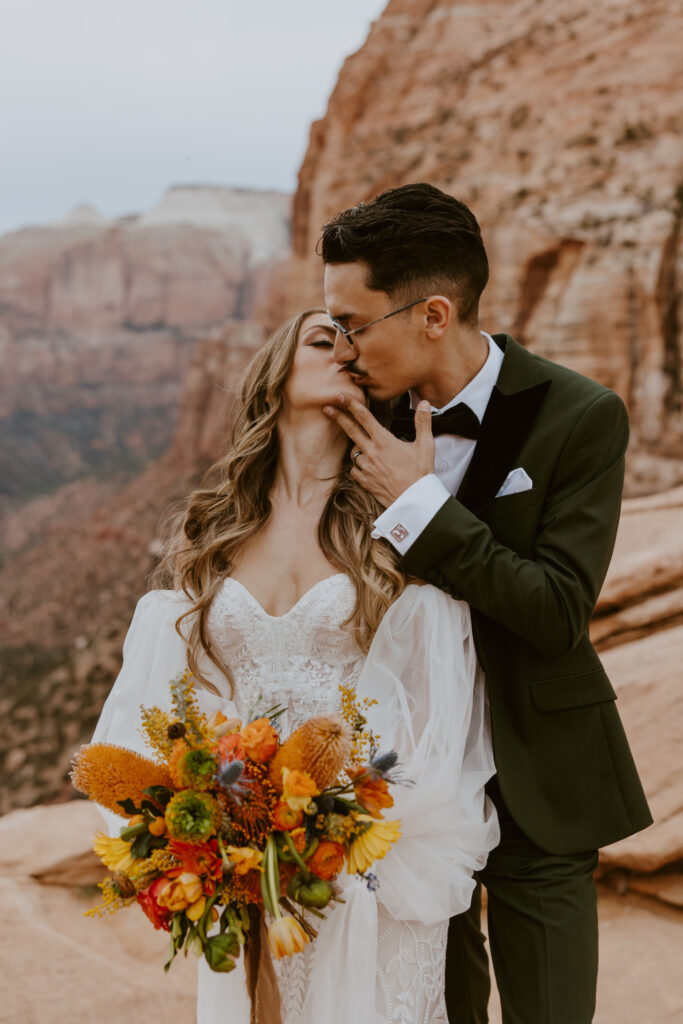 Christine and Ricky | Zion National Park Canyon Overlook Bridal Photos | Southern Utah Wedding and Elopement Photographer, Emily Dawn Photo