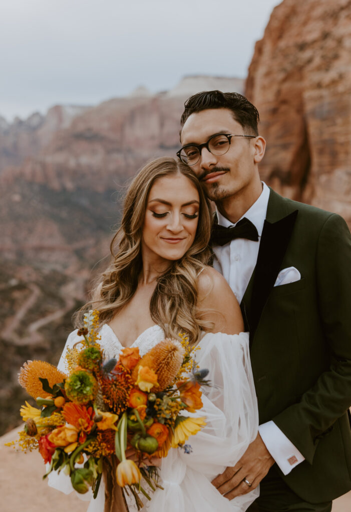 Christine and Ricky | Zion National Park Canyon Overlook Bridal Photos | Southern Utah Wedding and Elopement Photographer, Emily Dawn Photo