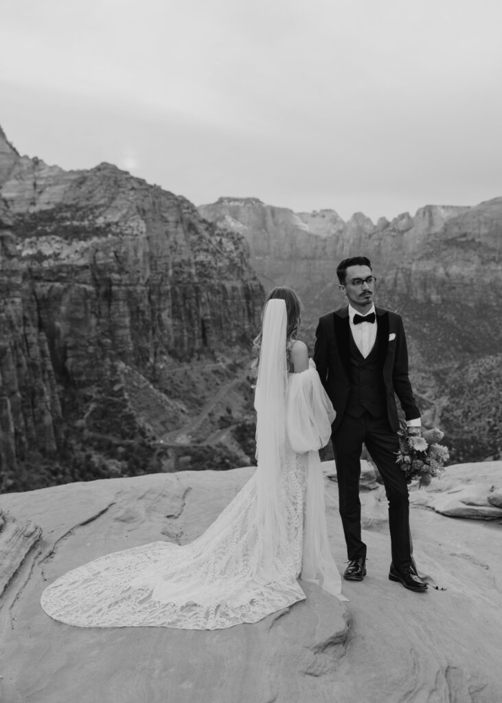 Christine and Ricky | Zion National Park Canyon Overlook Bridal Photos | Southern Utah Wedding and Elopement Photographer, Emily Dawn Photo