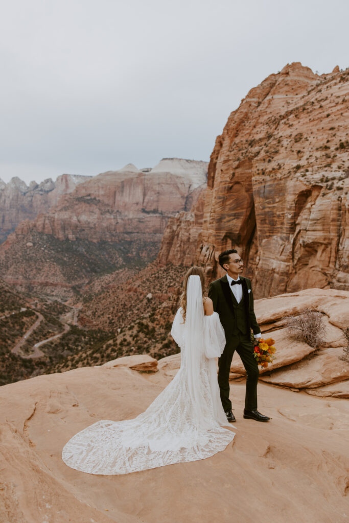 Christine and Ricky | Zion National Park Canyon Overlook Bridal Photos | Southern Utah Wedding and Elopement Photographer, Emily Dawn Photo