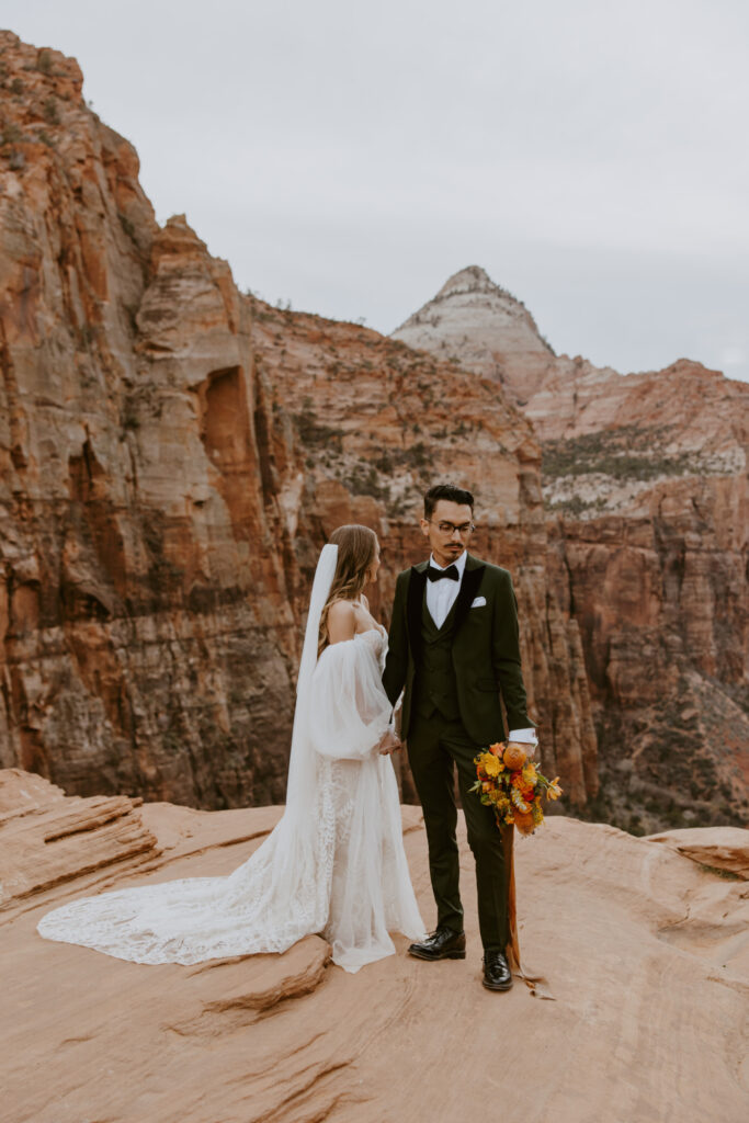 Christine and Ricky | Zion National Park Canyon Overlook Bridal Photos | Southern Utah Wedding and Elopement Photographer, Emily Dawn Photo