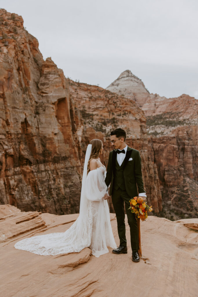 Christine and Ricky | Zion National Park Canyon Overlook Bridal Photos | Southern Utah Wedding and Elopement Photographer, Emily Dawn Photo