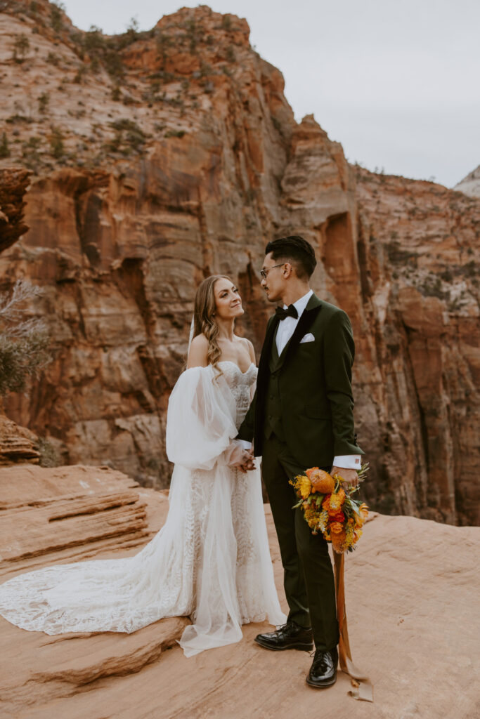 Christine and Ricky | Zion National Park Canyon Overlook Bridal Photos | Southern Utah Wedding and Elopement Photographer, Emily Dawn Photo