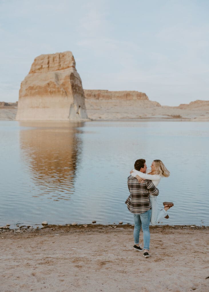 Braylee and Kacen | Lone Rock Lake Powell, Arizona Engagement Photos | Southern Utah Wedding and Elopement Photographer, Emily Dawn Photo